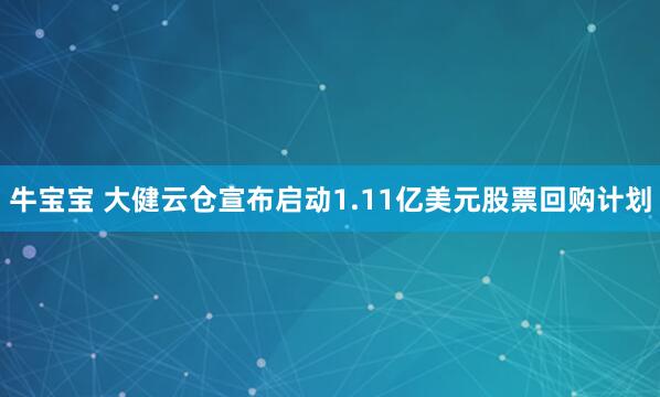 牛宝宝 大健云仓宣布启动1.11亿美元股票回购计划